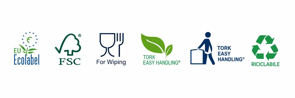 Icone di certificazione ecosostenibile Tork.webp