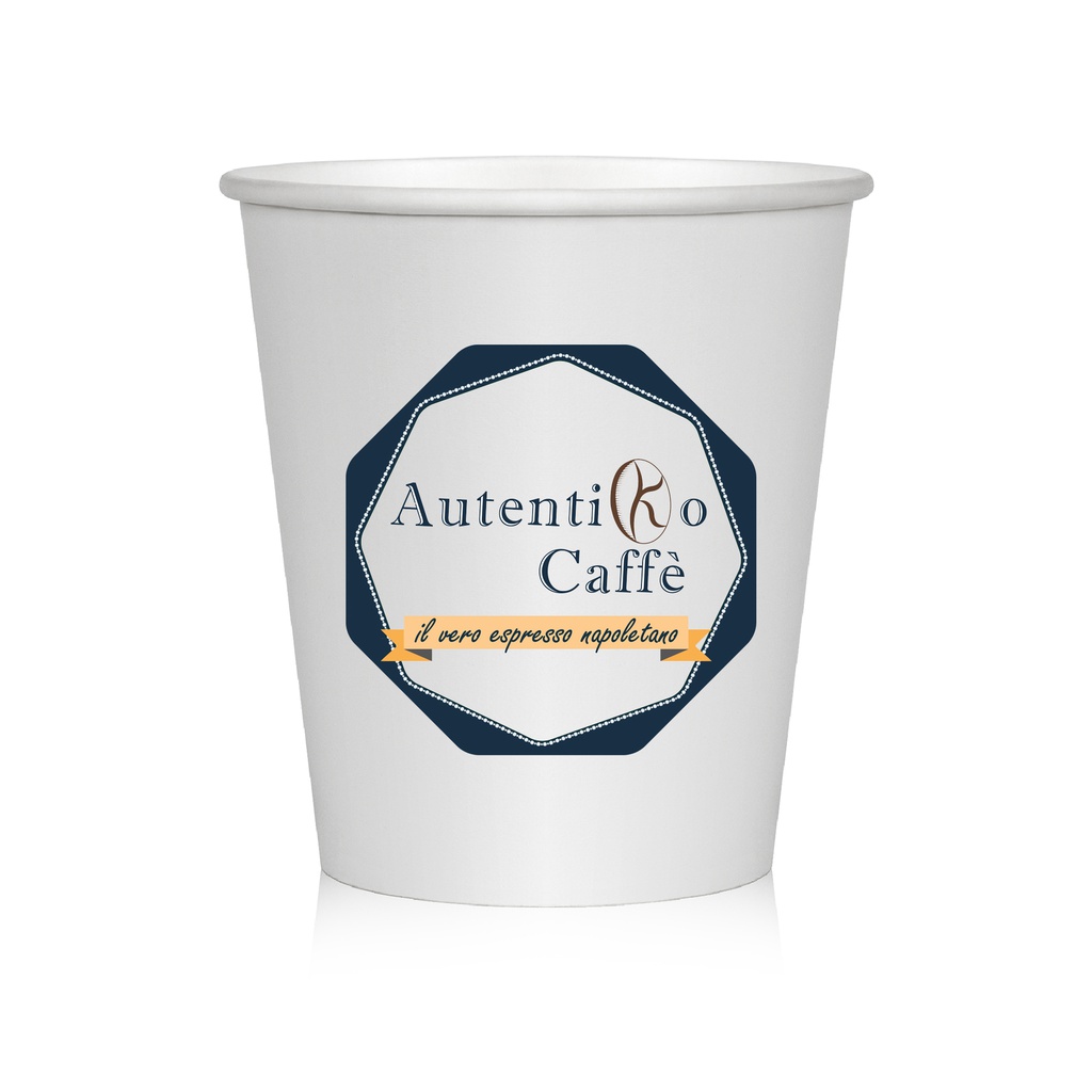 Autentiko Caffe 90076  Bicchieri caffe bianchi in cartoncino 75 ml (2,5 oz) (50pz/cf)