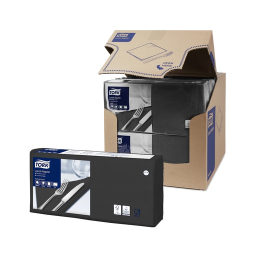 [TRK0148] 477148 Tovaglioli Lunch nero 33x33 cm piega 1/4 2 veli Tork (200pz/cf)