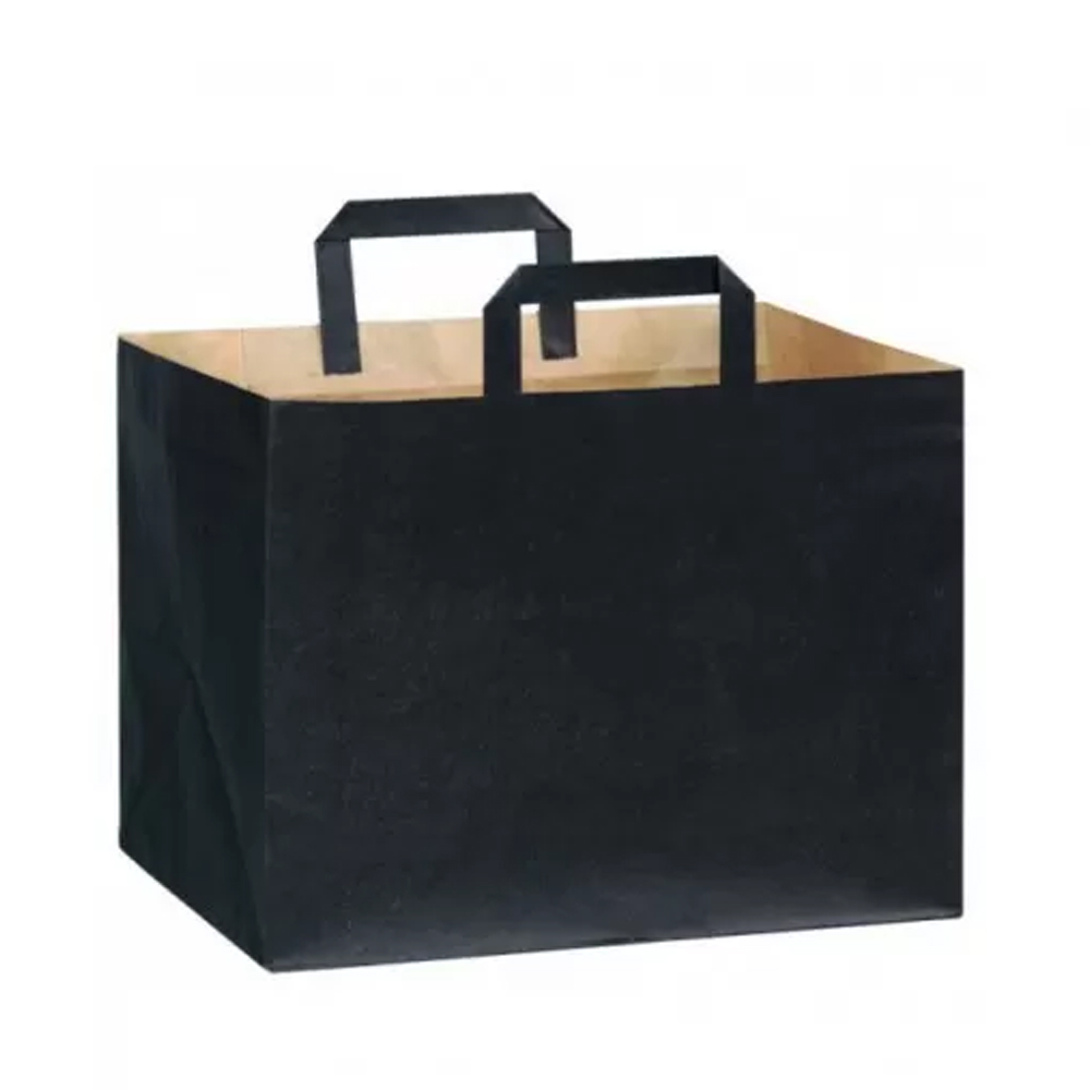 210CABTRN Shopper base larga nera 32x22x24 cm in carta kraft 