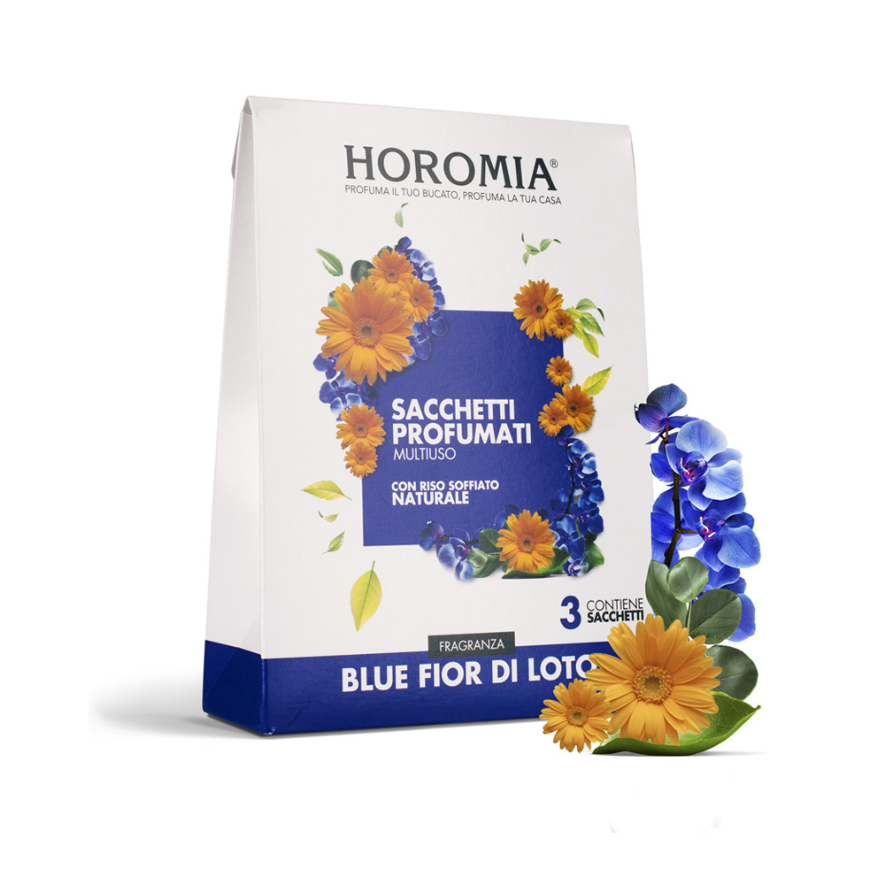 Horomia sacchetti profumati multiuso di riso soffiato - Fragranza blue fior di loto (3pz/cf)
