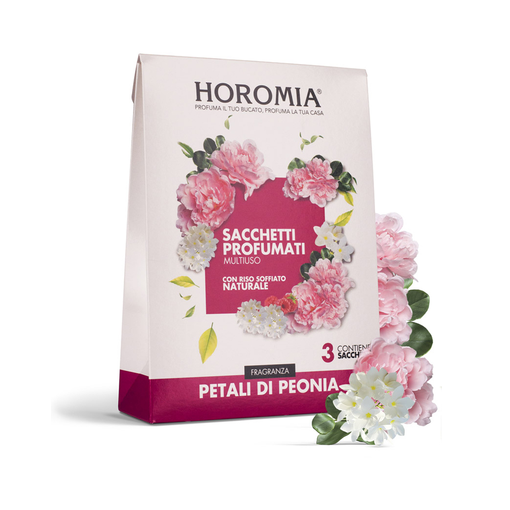 Horomia sacchetti profumati multiuso di riso soffiato - Fragranza petali di peonia (3pz/cf) 