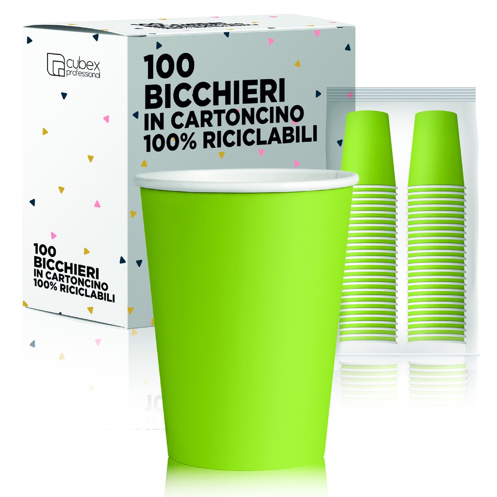Bicchieri in Carta 200ml Biodegradabili Ed Ecologici Monouso, Per Asporto Bevande Calde E Fredde, Colorati E Made in Italy