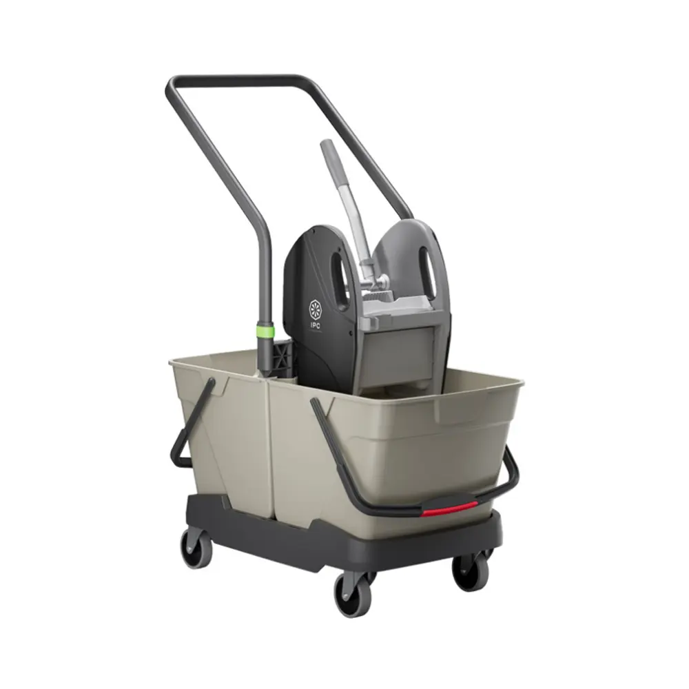 Carrello Gold doppio secchio 50 litri con strizzatore Nex Line compatibile con ricambi piatti con alette e mop 2 due clip di fissaggio acessori