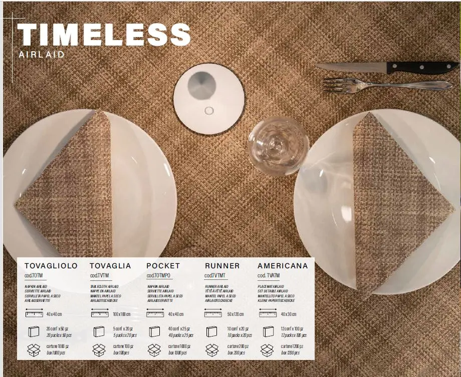 Tovaglia Timeless SABBIA cm 100x100 Airlaid(20pz/cf)  