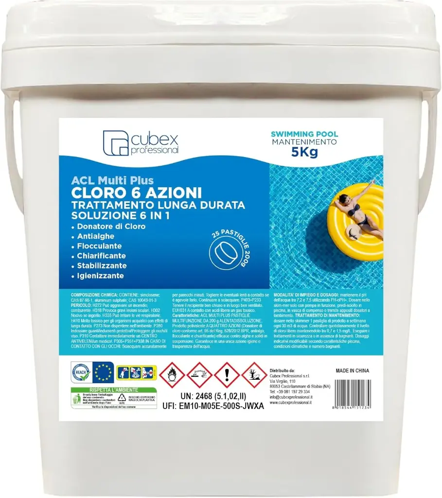 Cloro Multifunzione 6 Azioni ACL MULTI PLUS  in Pastiglie 200g per Piscina