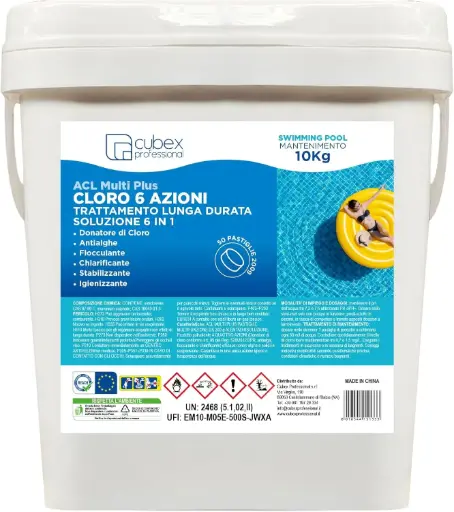 [BUND01001] Cloro Multifunzione 6 Azioni ACL MULTI PLUS  in Pastiglie 200g per Piscina (10 KG)