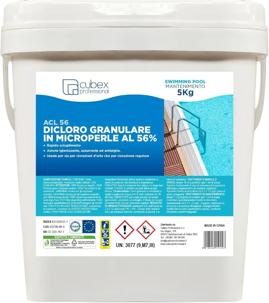 Dicloro Granulare 56% per Piscina – Cloro Shock e Mantenimento ACL 56 