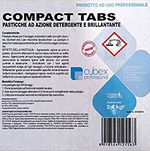 Compact tabs 2,4 kg - pasticche per lavastoviglie detergente e brillantante