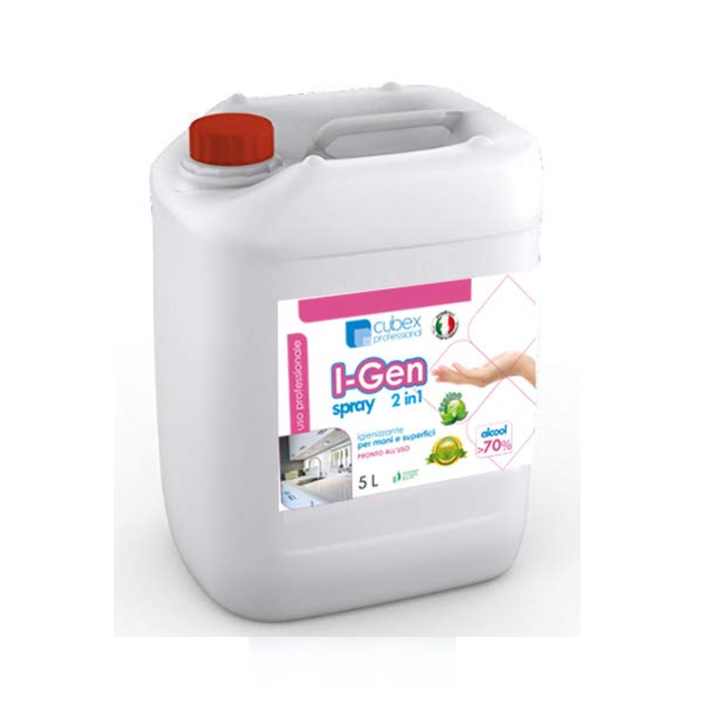 I-gen spray 2 in 1 5 lt - igienizzante per mani e superfici con alcool maggiore 70%