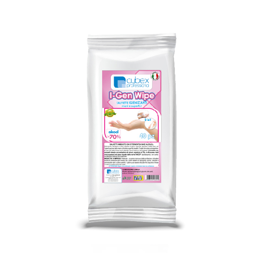 I-gen wipe (cf/40pz) salviette igienizzanti per mani e superfici con alcool maggiore 70%