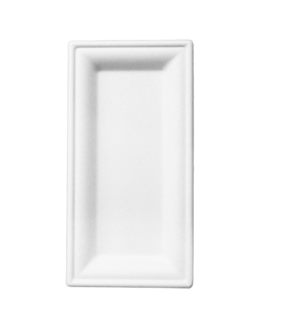 510011 Piatto rettangolare piano 26x13 cm in polpa di cellulosa (50pz/cf)