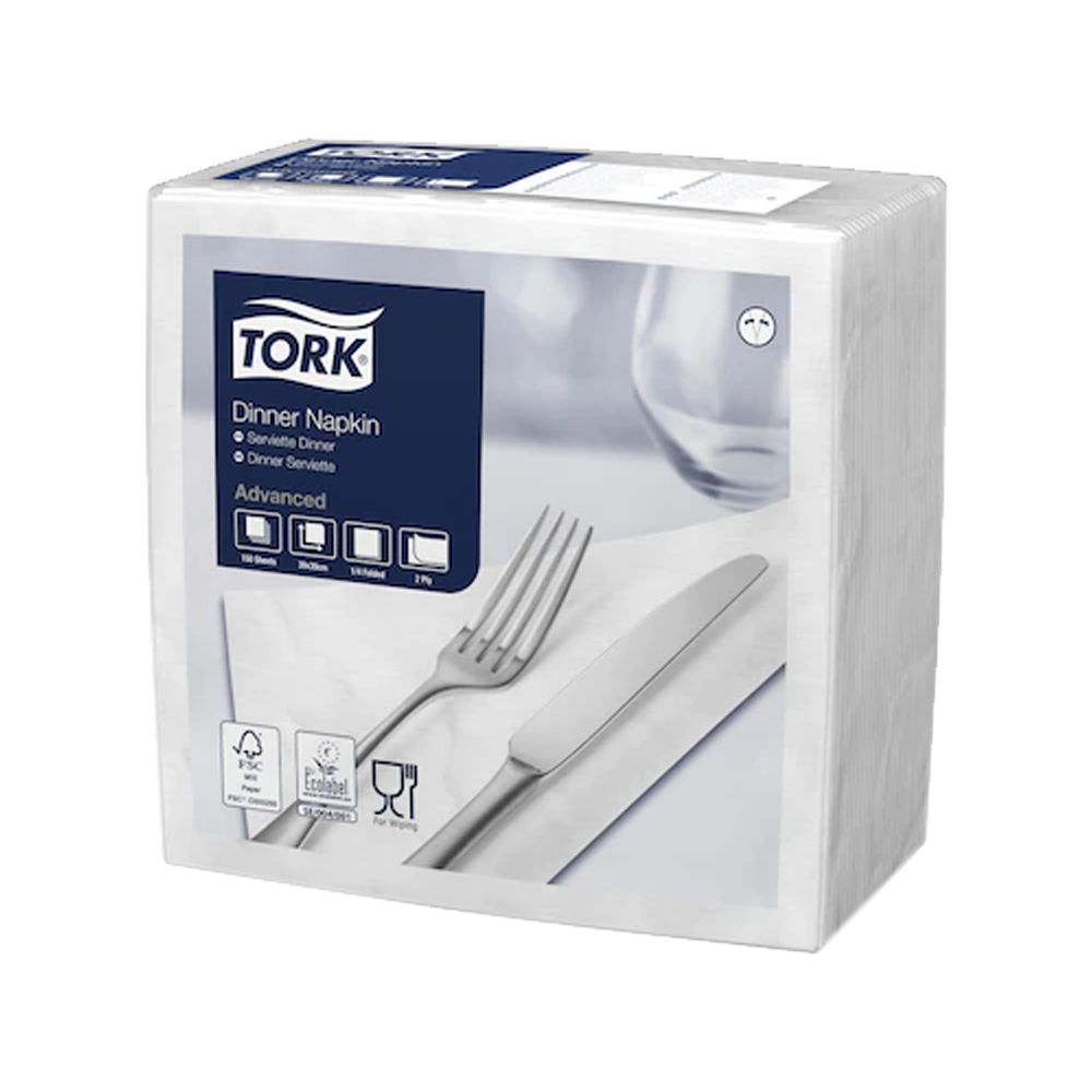 478746 Tovaglioli Dinner bianco 39x39 cm piega 1/4 2 veli Tork (150pz/cf)(12cf/ca)
