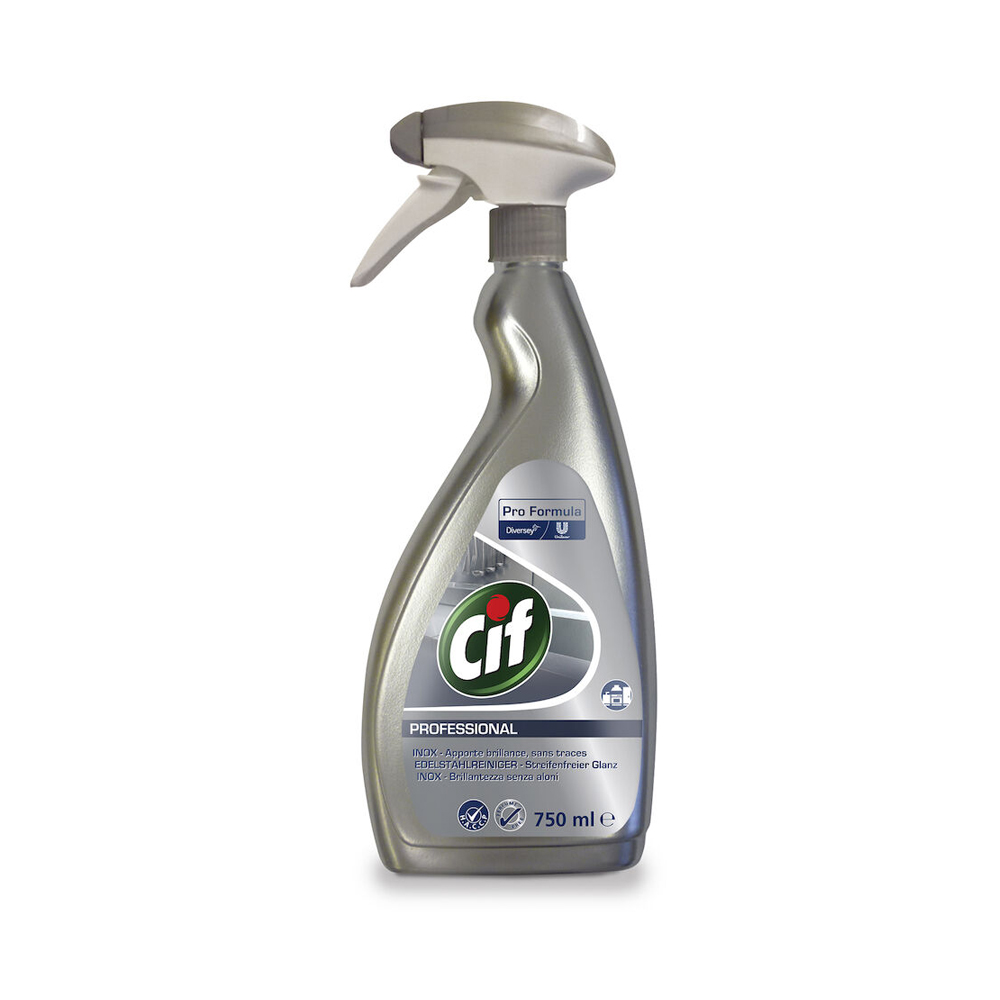 Cif acciaio inox 750 ml - Detergente per acciaio inox e vetrine alimentari