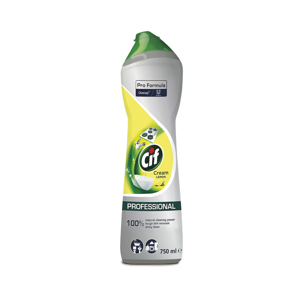 Cif crema limone 750 ml  - Detergente liquido cremoso per le superfici lavabili di bagno e cucina