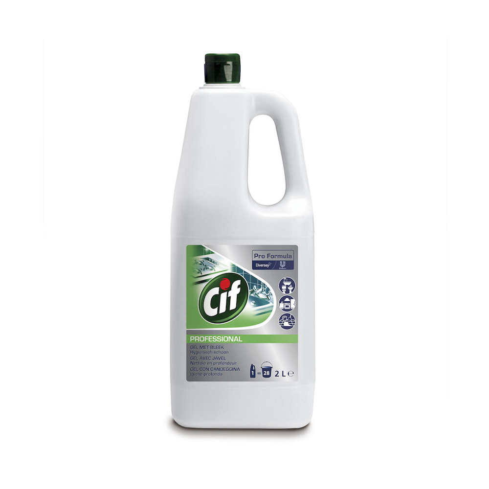 Cif gel con candeggina 2 l - Detergente in gel con candeggina per tutte le superfici lavabili