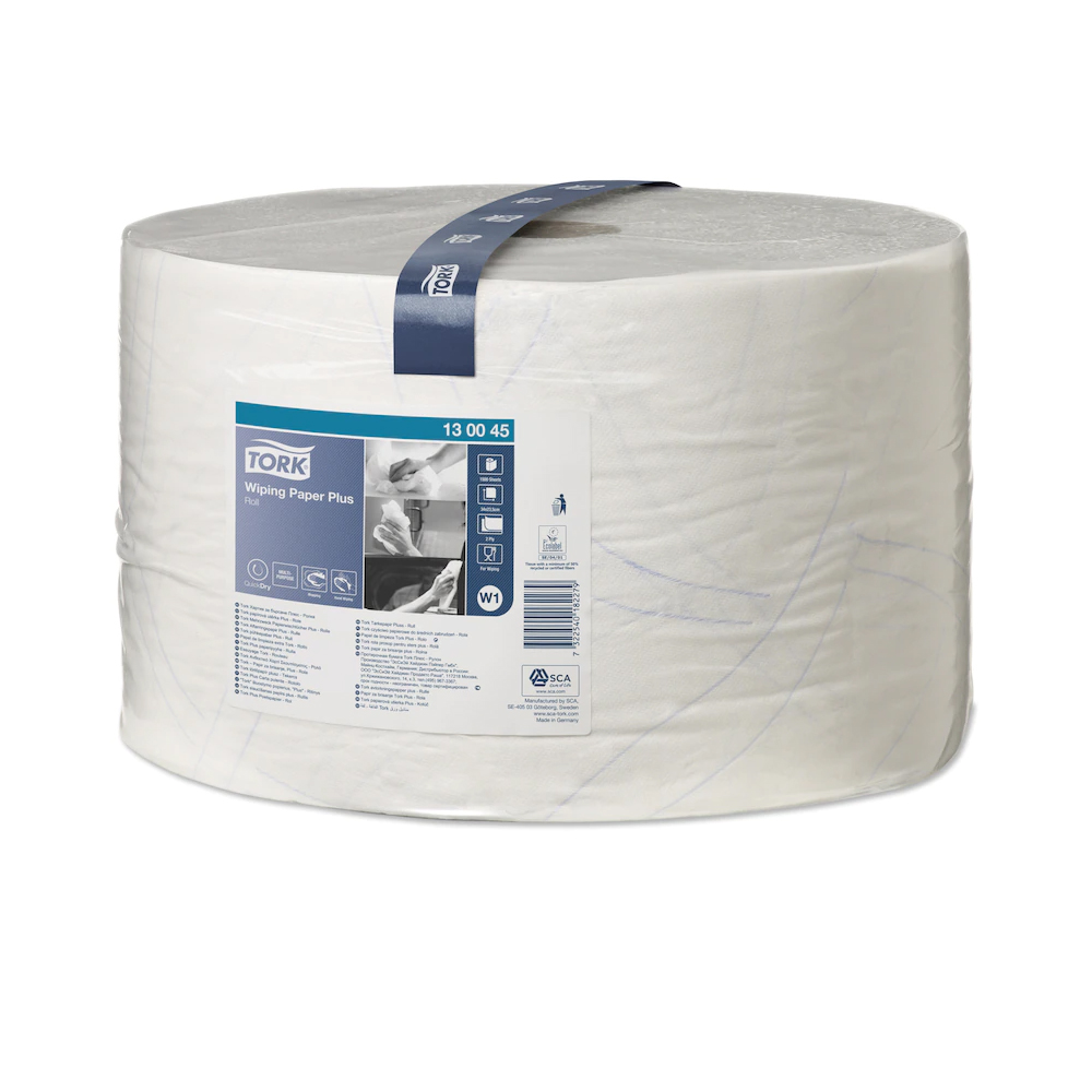 130045 Bobina Wiping Paper Plus 1500 strappi 2 veli Tork