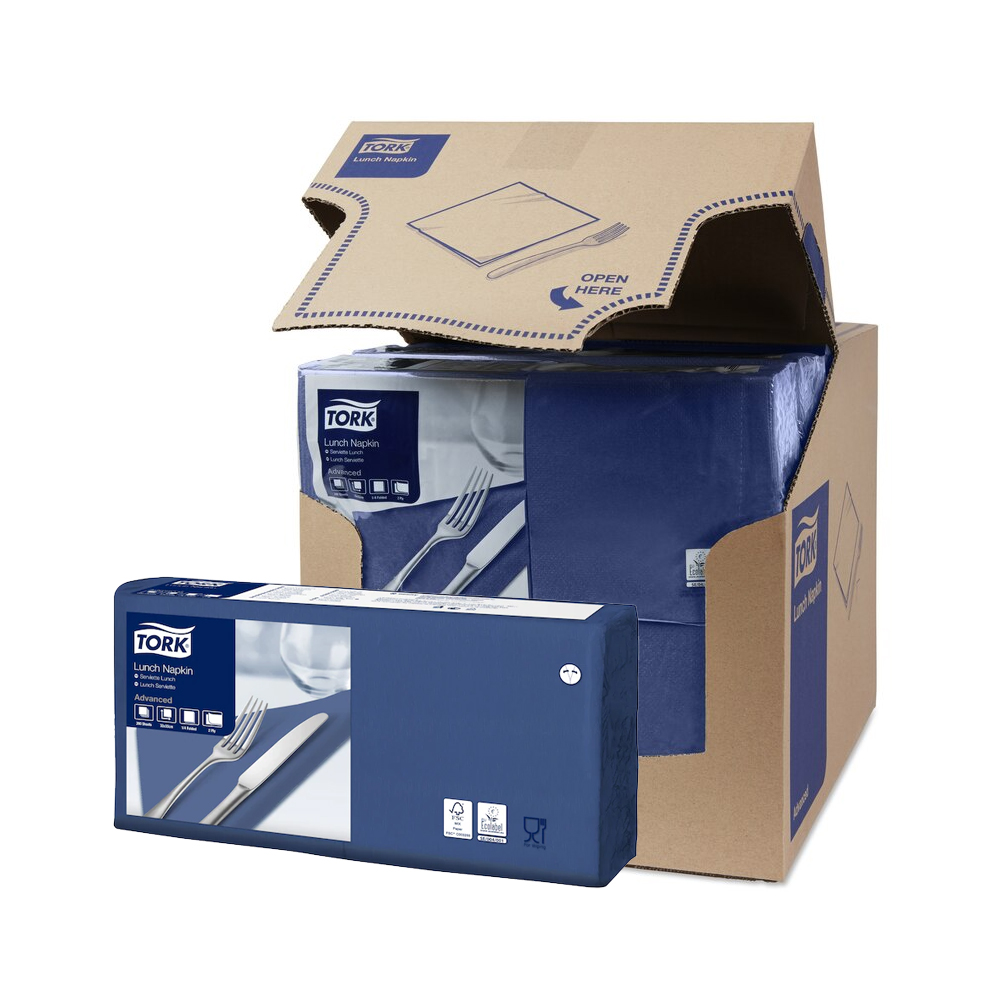 477215 Tovaglioli Lunch blu scuro 33x33 cm piega 1/4 2 veli Tork (200pz/cf)