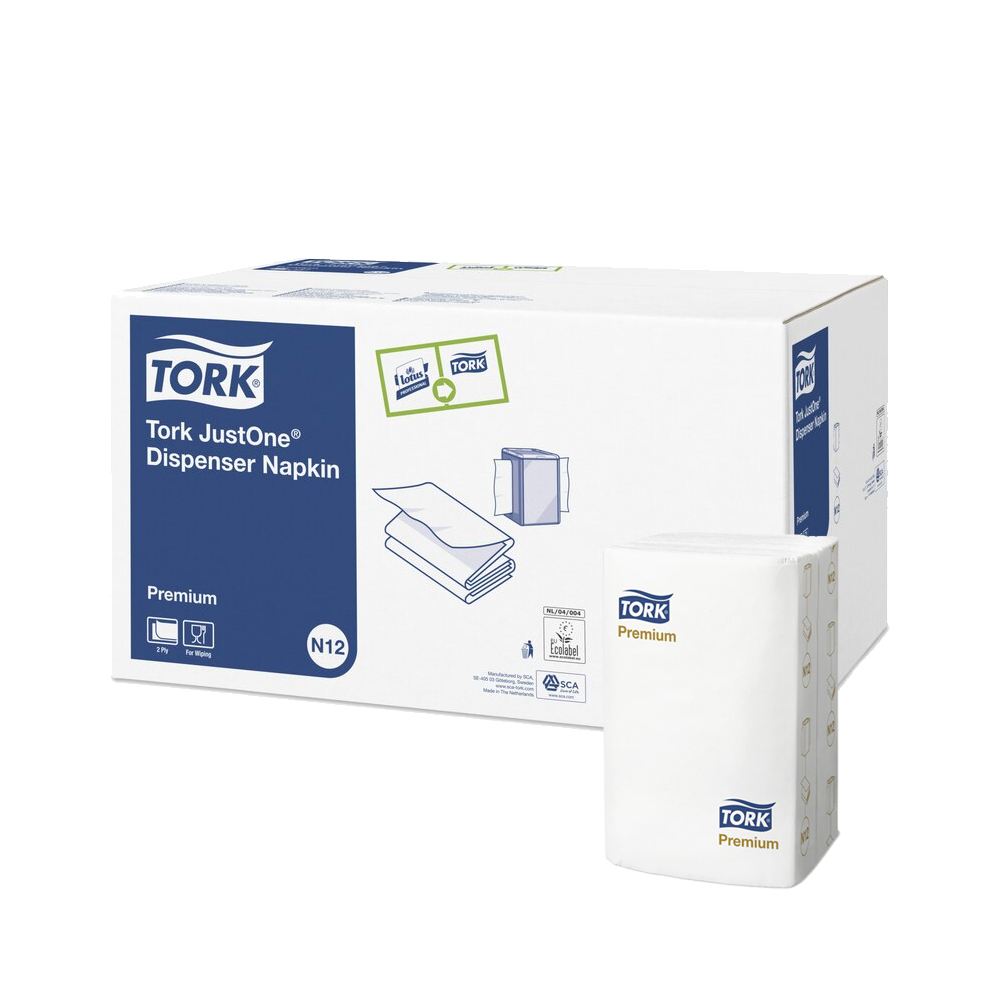 477687 Tovaglioli Justone bianco 16x24 cm 1/2 Tork (200pz/cf)(40cf/ca)(Sistema:N12)