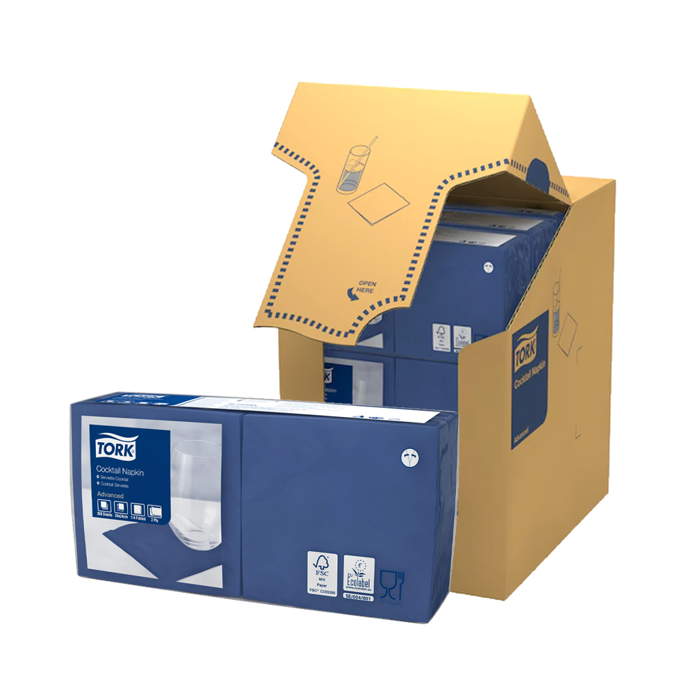 477825 Tovaglioli Cocktail blu scuro 24x24 cm piega 1/4 2 veli Tork (200pz/cf)