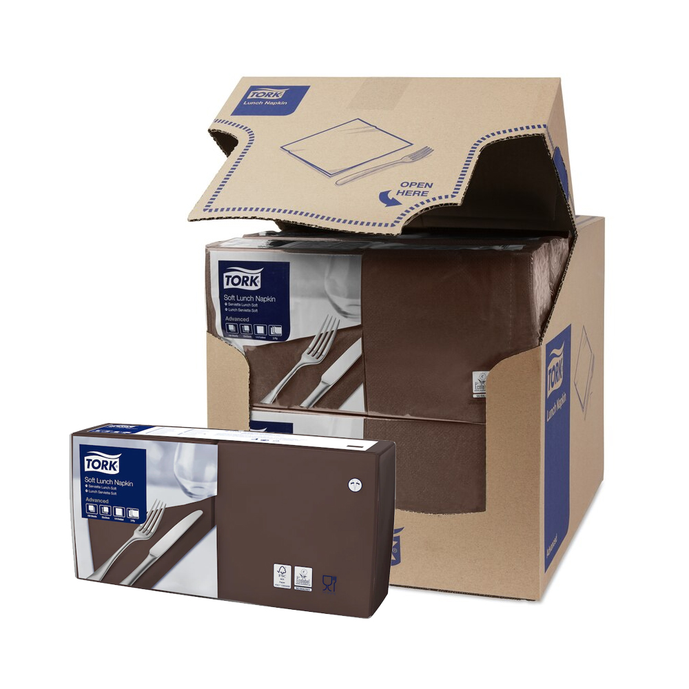 477872 Tovaglioli Lunch Soft marrone 33x33 cm piega 1/4 3 veli Tork (150pz/cf)