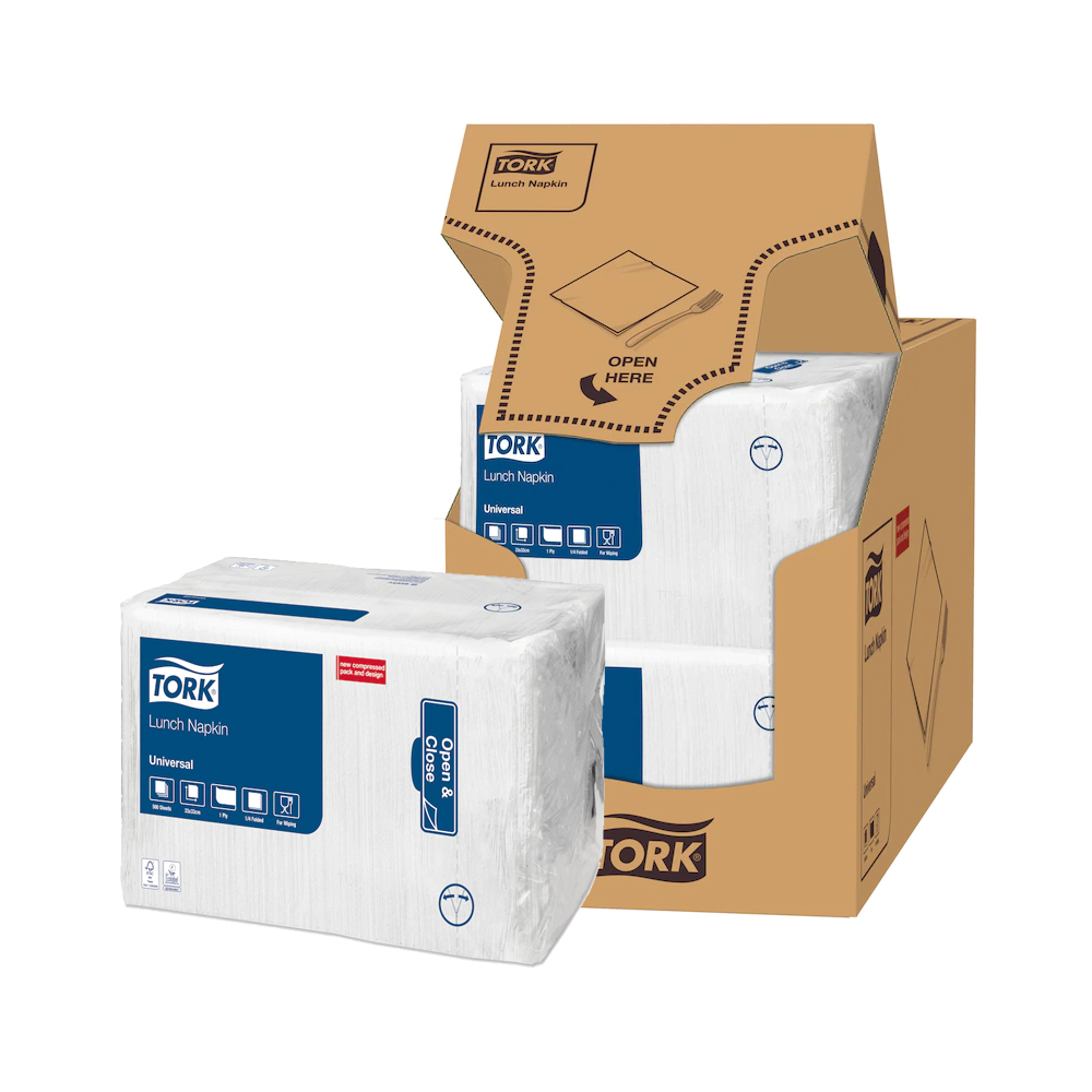 509300 Tovaglioli Lunch bianco 33x33 cm piega 1/4 1 velo Tork (500pz/cf)