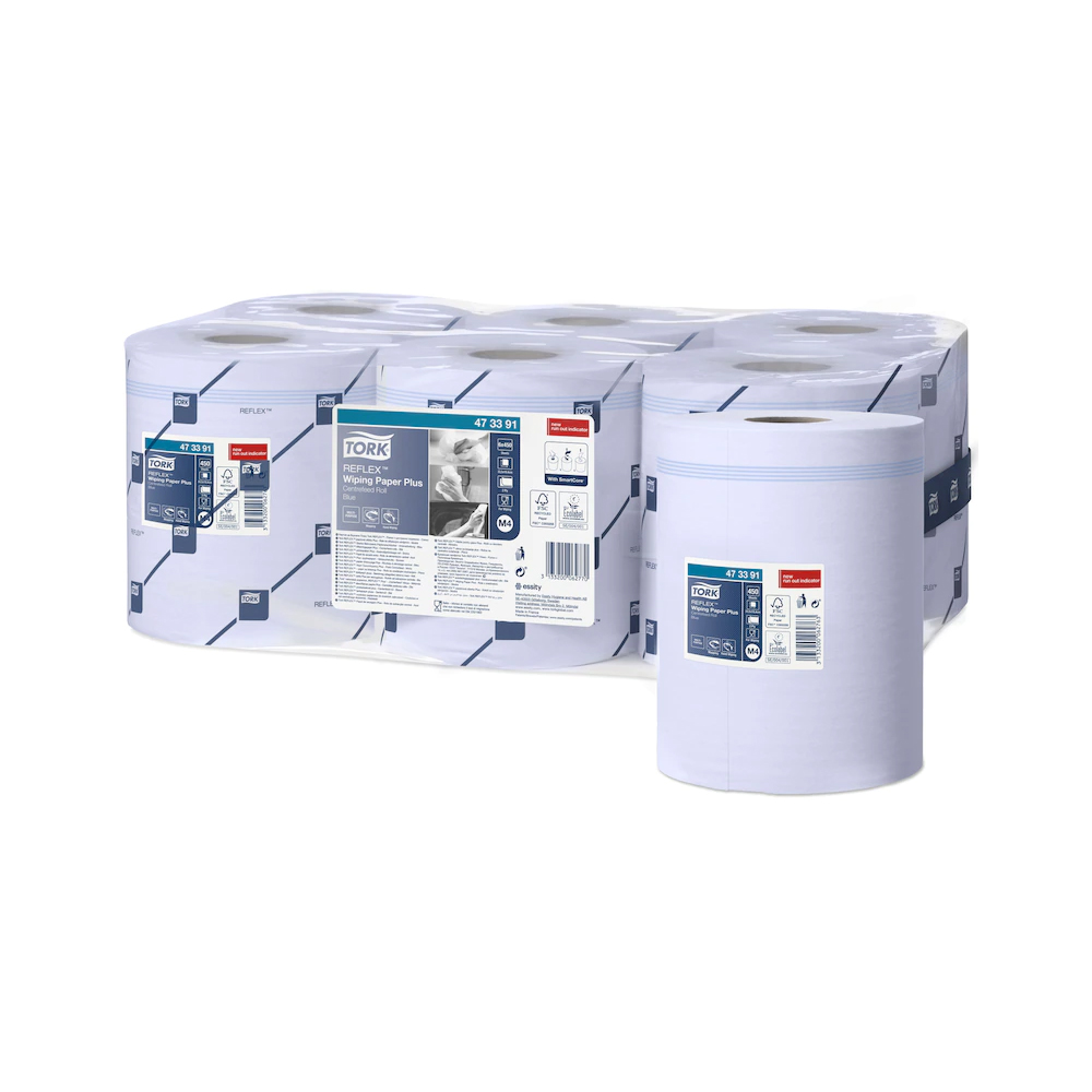 473391 Bobina Reflex Wiping Paper Plus blu estrazione centrale 2 veli Tork (6pz/cf)(Sistema:M4)