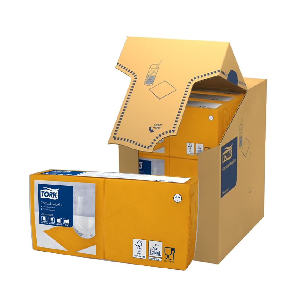 477831 Tovaglioli Cocktail arancione 24x24 cm piega 1/4 2 veli Tork (200pz/cf)