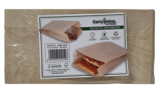 [DLF0002] Sacchetti antigrasso 12+9x26 avana (1000pz/cf)