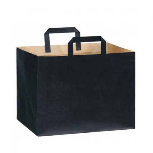 [FPK0025] 210CABTRN Shopper base larga nera 32x22x24 cm in carta kraft 