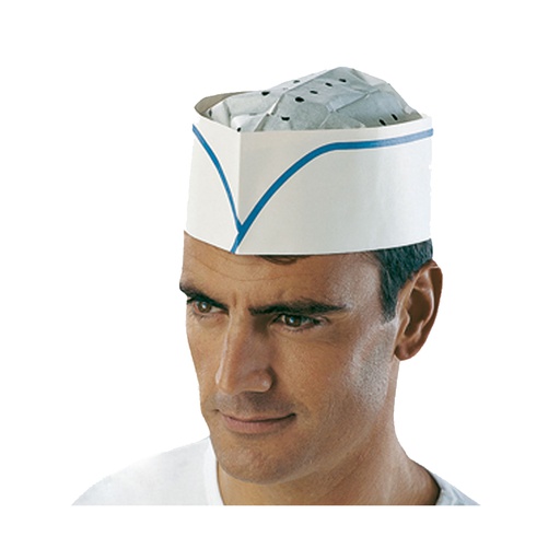 [ICG0002] Cappello chef barchetta con bordo blu (100pz/cf)
