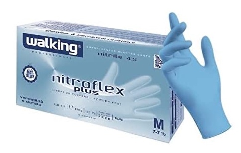 [BRN0057] Guanti in nitrile nitroflex plus walking tg l (8-8.5) (100pz/cf)