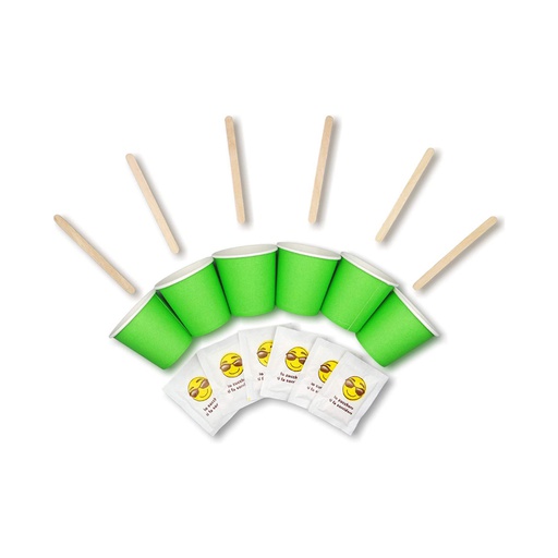 [WBIO040] 95150 Kit caffe bio: 150 bicchieri cartoncino 75ml, 150 palette in legno imbustate, 150 bustine di zucchero