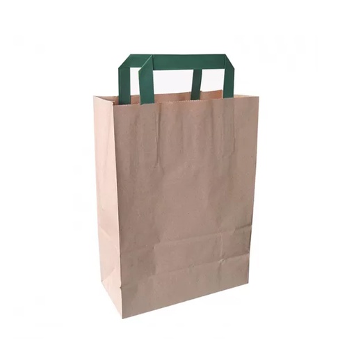 [FPK0039] 210MCABB20BR Shopper avana 20x10x28 cm in carta kraft e manici verdi (250pz/ca)