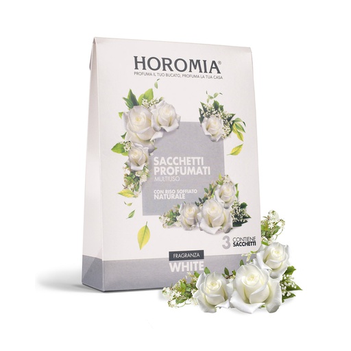 [HRM0018] Horomia sacchetti profumati multiuso di riso soffiato - Fragranza white (3pz/cf)  