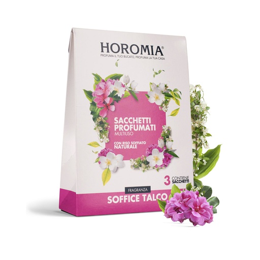 [HRM0020] Horomia sacchetti profumati multiuso di riso soffiato - Fragranza soffice talco (3pz/cf) 