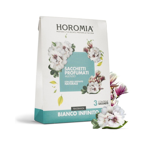 [HRM0026] Horomia sacchetti profumati multiuso di riso soffiato - Fragranza bianco infinito (3pz/cf) 