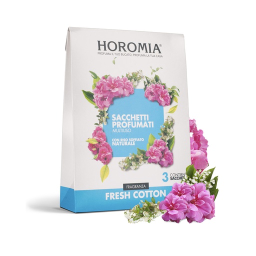 [HRM0027] Horomia sacchetti profumati multiuso di riso soffiato - Fragranza fresh cotton (3pz/cf) 