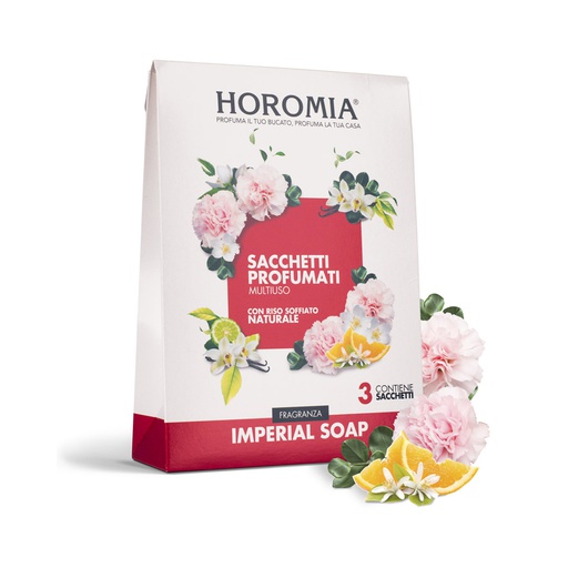 [HRM0033] Horomia sacchetti profumati multiuso di riso soffiato - Fragranza imperial soap (3pz/cf) 