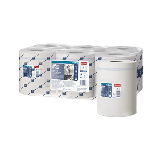 [TRK0025] 473412 Bobina Reflex Quick Dry Wiping Paper 340 strappi 2 veli Tork (6pz/cf)(Sistema:M4)
