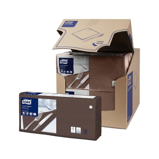 [TRK0107] 477208 Tovaglioli Lunch marrone 33x33 cm piega 1/4 2 veli Tork (200pz/cf)