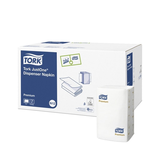 [TRK0125] 477687 Tovaglioli Justone bianco 16x24 cm 1/2 Tork (200pz/cf)(40cf/ca)(Sistema:N12)