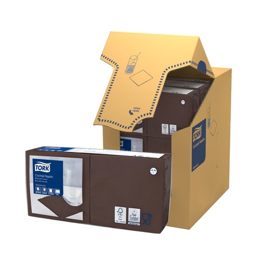 [TRK0114] 477834 Tovaglioli Cocktail marrone 24x24 cm piega 1/4 2 veli Tork (200pz/cf)