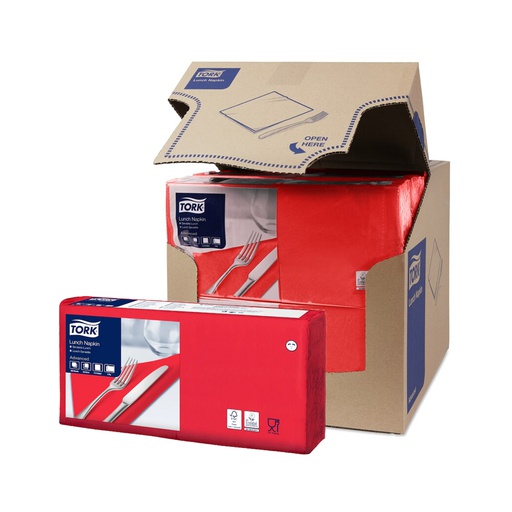 [TRK0001] 477210  Tovaglioli Lunch rosso 33x33 cm piega 1/4 2 veli Tork (200pz/cf)