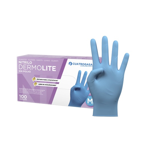 [4GS0002] Dermolite blu - Guanti monouso in nitrile azzurro  tg. M (7-7.5) (100pz/cf)